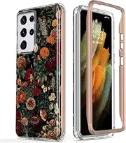 [Esdot] for Samsung Galaxy S21 Ultra Case,Military Grade Passing 21ft Drop Test,Rugged Cover with Fashionable Designs for Women Girls,Protective Phone Case for Galaxy S21 Ultra 6.8" Flower Garden
