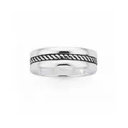 Silver 7.5mm Oxidised Rope Band