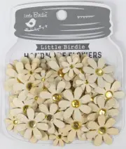 6 Pack Little Birdie Sparkle Florettes Paper Flowers 60/Pkg-Ivory Pearl SPRKLFL2