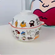 Kawaii Crayon Shin-chan A Bowl with Lid Ceramic Cute Cartoon Instant Noodle Bowl