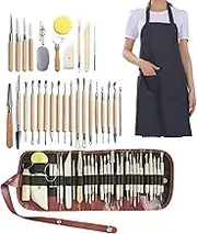 32 Pcs Clay Sculpting Tools, Pottery and Ceramic Carving Set, Double Sided Shapers With Most Essential Wooden Clay Tools