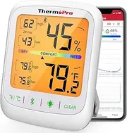ThermoPro TP359 Bluetooth Thermometer Humidity Meter 260FT Wireless Hygrometer with APP Alerts and Graph Room Thermometer with Data Storage Temperature and Humidity Sensor for Home Greenhouse Garage
