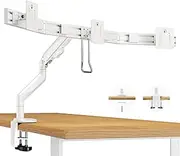 Ergounion Triple Monitor Mount with Crossbar Handle- Adjustable 3 Monitor Desk Mount, Triple Monitor Stand VESA 75x75/100x100, Monitor Arm for 3 Monitors - White