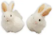 [2PCS] LYLAC White Plush Easter Bunny, 9 cm