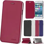 doupi Flip Cover for iPhone 6 Plus / 6S Plus (5.5 inch), Magnet Protective Flip Case Book Style Screen Protector Stand, red Pink