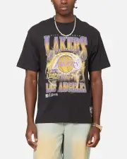 [MITCHELL & NESS] Mitchell & Ness Los Angeles Lakers City Strike T-shirt Faded Black - Size M M Faded Black