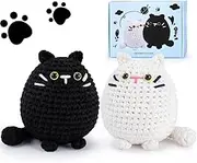 Crochet Kit for Beginners-2PCS Cat Crochet Kits for Adults Kids, Crochet Starter Kit with Step-by-Step Video Tutorials, Crochet Animals Kits DIY Craft Knitting Kit Learn to Crochet Kits for Adults