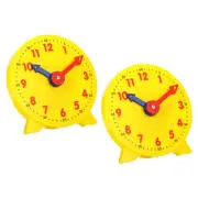 4 inch Teaching Clock Learning Time 12 Hour 2 Pointers Geared, Yellow 2pcs