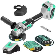 LITHELI 20V Cordless 4-1/2" ANGLE GRINDER Kit with 4A Battery&Charger&10 Wheels