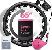 U1-32 Knots 18”- 65”, Magnetic Lock Smart Weighted Hula Hoop for Adults Weight Loss, Infinity Hoop Plus Size, Fitness Exercise, Abdominal Toner, 5 Color Ball, Free Waist Trimmer
