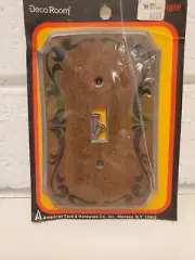 DECO ROOM Vintage WOODGRAIN LIGHT SWITCH COVER PLATE Woodtex Walnut 60s 70s
