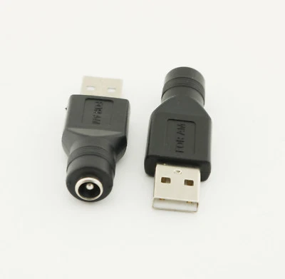 100x USB 2.0 A Male To 5.5mm x 2.1mm Female 5V DC Power Supply Adapter Connector