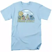 Sesame Street Sesame Group T Shirt Mens Licensed Classic TV Big Bird Light Blue