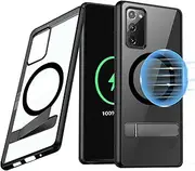 [Guizzcg] for Samsung Galaxy Note 20 Ultra Case with Adjustable Kickstand [Compatible with Magsafe] Flexible TPU Bumper + Clear Back Slim Shockproof Drop Protection,Stand Black
