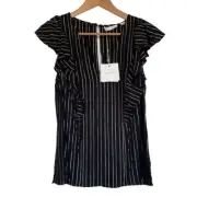 SASS & BIDE Sweet Delilah V-Neck Gold Stripe Top - size 36/6 - BNWT - RRP $290