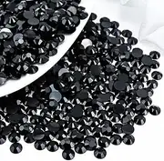Briskbloom 4500PCS SS12 3mm Resin Flatback Rhinestone, Solid Black Flatback Rhinestones for Nails, Tumblers, Mugs, Bottles, Craft Decoration, Loose Bling Glitter Diamond Stone