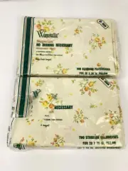 2 Vintage Wamsutta Superlin Yellow Floral Standard Pillowcase No Iron Perm Press
