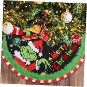 Merry Christmas Tree Skirt Collar 52 Inch Green Soft Holiday Christmas-a