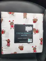 Cynthia Rowley Dachsund Dog Valentine Sheet Set QUEEN