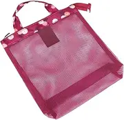 [OATIPHO] Portable Mesh Handbag Set Large Beach Bag Storage Pouch Women's Tote Bag for Outdoor Activities Travel and Events Red