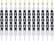 12pcs Black and White Checkered Flag Candles, Soccer Party Birthday Candles Char