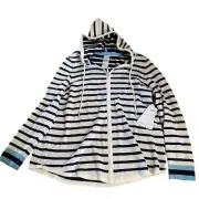 NWT Chico's Cotton Cashmere Striped Navy White Reversible Reverse Zip Jacket 3