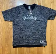 Mens ADIDAS Brooklyn Nets NBA Shirt Gray Black Size XL NWT street wear