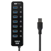 7 Ports USB 3.0 Hub Splitter LED Adapter Charging Port Switch