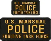 U S MARSHAL POLICE F TASK FORCE EMB PATCH4.75X11 HOOK ON BACK/BLA/GOLD