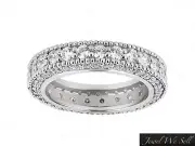Genuine 2CT Round Diamond Milgrain Eternity Band Ring w/ Accents 14k Gold H SI2