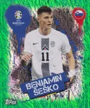 Topps Euro 2024 Sticker SVN 3 Benjamin Sesko Artist Green Foil