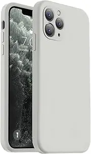 Vooii Compatible with iPhone 11 Pro Case, Upgraded Liquid Silicone with [Flat Edges] [Camera Protection] [Soft Anti-Scratch Microfiber Lining] Phone Case for iPhone 11 Pro 5.8 inch - Stone