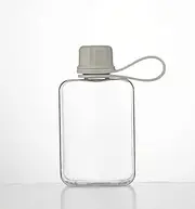 IDIDG Flat Water Bottle Travel Flask Portable 8.2 oz BPA Free Tritan Square Small Water Bottles Leakproof Slim Water Bottle for Purse Travel Pocket Sports Fitness (Grey, 8.2 OZ)