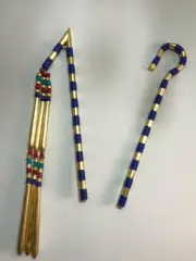 Vintage Egyptian Crook and Flail Brass with gold leaf 29'' L Made in Egypt
