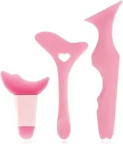 Jeffdad TIESOME Eyeliner Template, 4 Pieces Reusable Silicone Eyeliner Mascara Eyeshadow Lipstick Applicator Multifunctional Eye Guide Makeup Tool, Eyeliner Aid for Beginners and Professionals (pink)