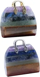 COHEALI 2pcs Natural Stone Bag Crimps Bag Charms Table Top Decor Bag Clasps Purse-Making Bag Accessories Charms Key Ring Keychains Cute Bags Grade Fasteners Holder Pearl Bag Chain Metal