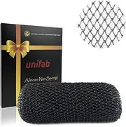 Unifab African Net Sponge Authentic Real African Exfoliating Net Bath Sponge Wash Cloth Exfoliating Washcloth African Net Cloth Body Scrubber for Shower Black