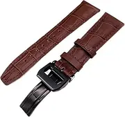 [GGZONE] RHAIYAN Compatible with IWC Strap Watch Accessories Watch Bracelet Genuine Leather Watch Belt Compatible with IWC Watch Strap Watch Band Specific (Color : Brown-Black Clasp, Size : 20mmWithMark)