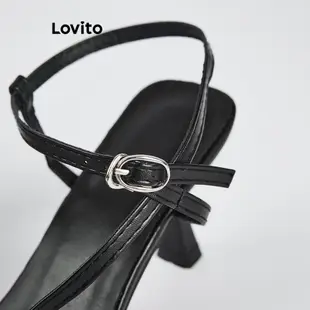 Lovito 女休閒素色十字高跟鞋 L72AD208