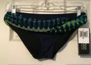 2 Bamboo Blue, Lime Green, Magenta Bikini Bottom with Mesh Band Size XS NWT