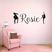 Wall Stickers Wall Decal Personalised Name Custom Gymnastics Dancers for Girls Bedroom Decoration Vinyl Removable Decal 76x29cm