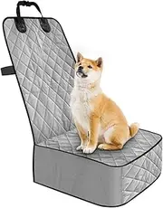 Osilly Dog Car Seat Cover, Waterproof Vehicle Front Seat Full Protector with Safety Belt, Nonslip Scratch-Proof Automotive Pet Seat Covers Accessories, Universal for SUV, Sedan, Truck (Grey)