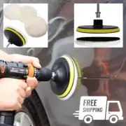 6 Pcs 6 Inch Wool Polishing Buffing Pad Wheel Drill Buffer Attachment Adapter