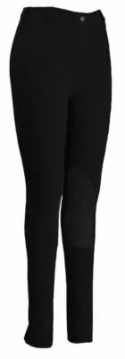NWT Ladies LOWRISE PULL-ON KNEE PATCH BREECHES‎ Black Size 26 NEW Equestrian