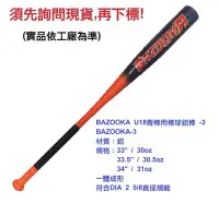 在飛比找Yahoo!奇摩拍賣優惠-【BRETT 青棒用棒球鋁棒】BAZOOKA-3 BAZOO