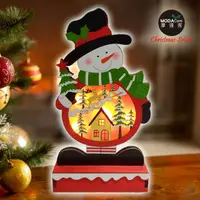在飛比找PChome24h購物優惠-摩達客 木質製彩繪雪人造型聖誕夜燈擺飾 (電池燈)