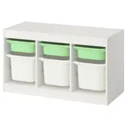 TROFAST storage combination with boxes, white light green/white, 99x44x56 cm