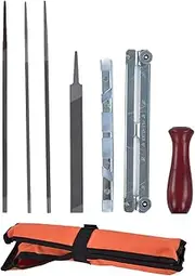 Chainsaw Sharpener File Set, 8Pcs Kit with Gauge Handle, High Hardness Alloy Steel, for Woodworking and Home Use