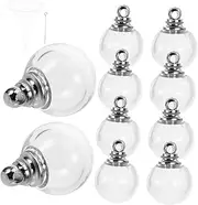 [Baluue] 10Pcs Mini Glass Ball Charms with Sealing Ring Transparent Pendant for DIY Jewelry Making Wishing Bottles and Craft Projects Versatile Accessory for Bracelets