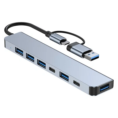 USB Type-C Type-A 7-in-2 Multiport Adapter HUB 5Gbps High Speed fr Mcbook/Laptop
